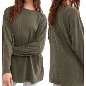 Be Free Long Sleeve Tunic Top in Army